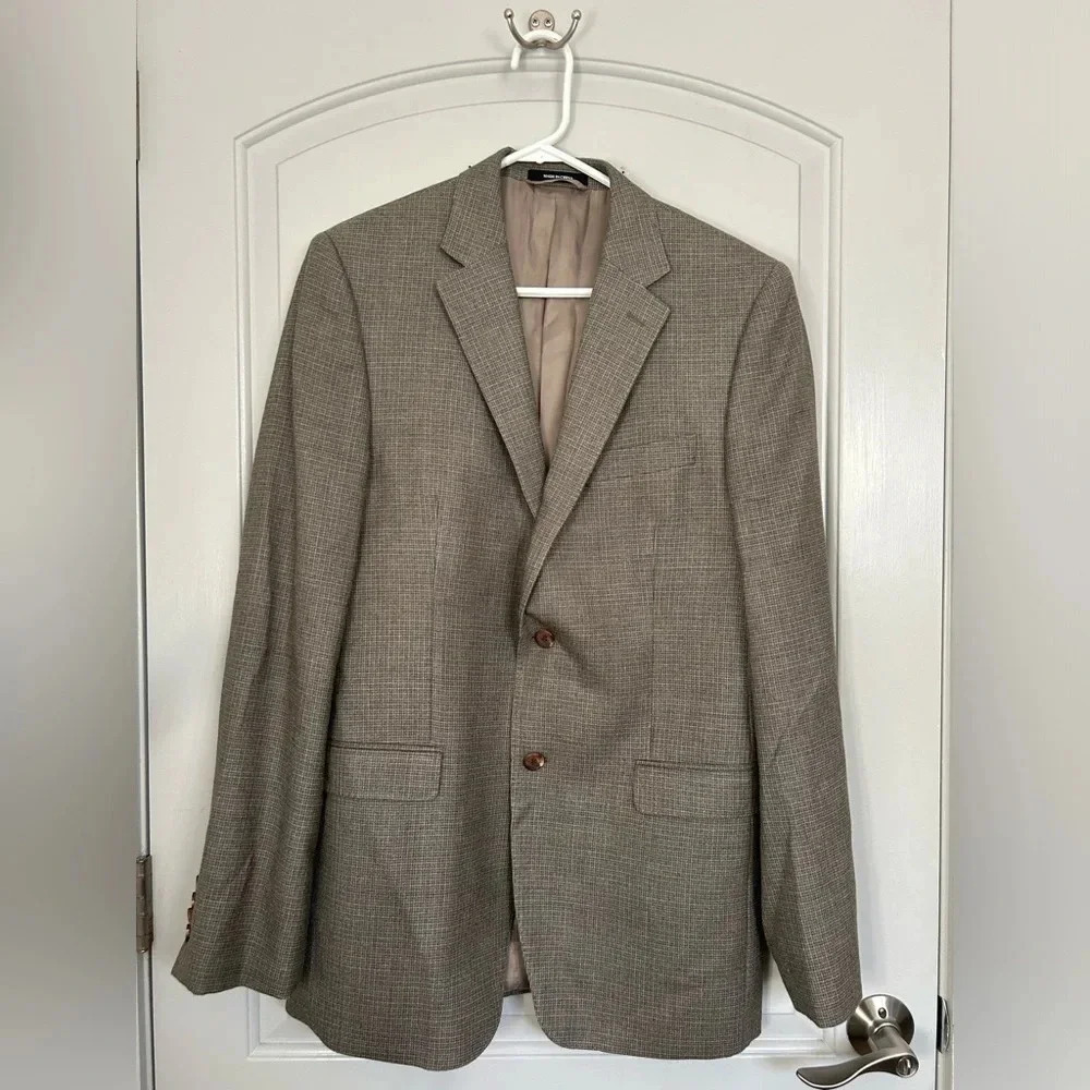 Lauren Ralph Wool Silk Blend Plaid Blazer Coat size 40L preppy academia 90s chic